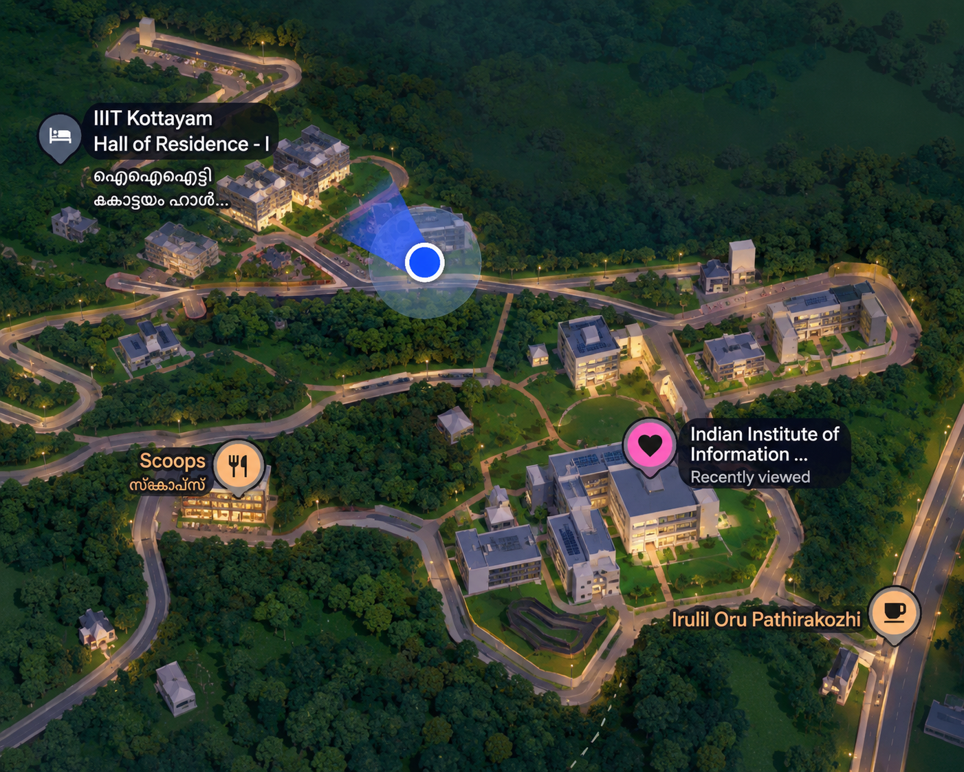 Aerial campus map of IIIT Kottayam